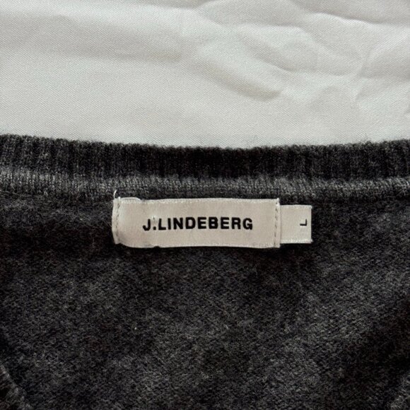 J. Lindeberg Sweater Large Gray Merino Wool Cashmere Pullover Golf Made in Italy - Picture 9 of 11